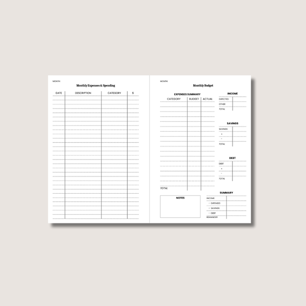 A5 Budget Tracker Insert