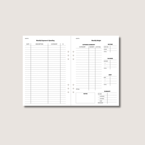 A5 Budget Tracker Insert
