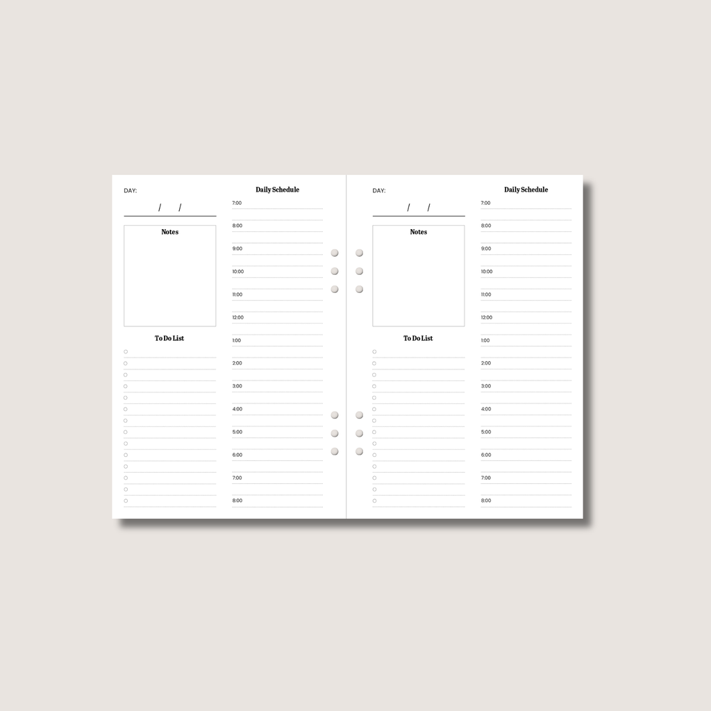 A5 Daily Planner Insert