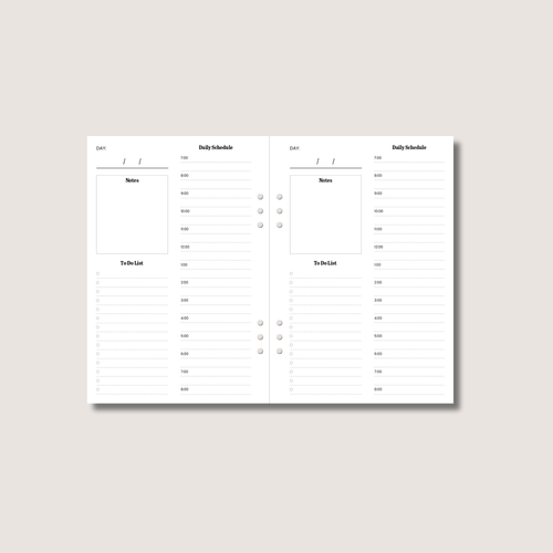 A5 Daily Planner Insert