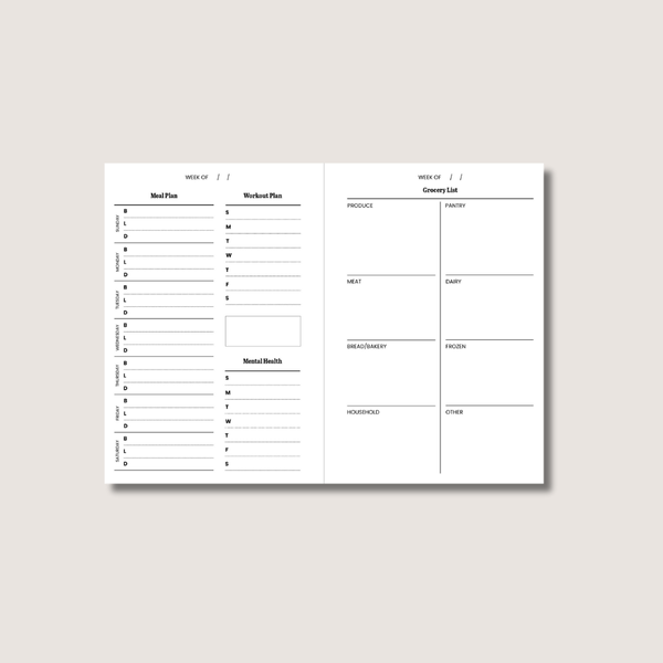 A5 Health Tracker Insert