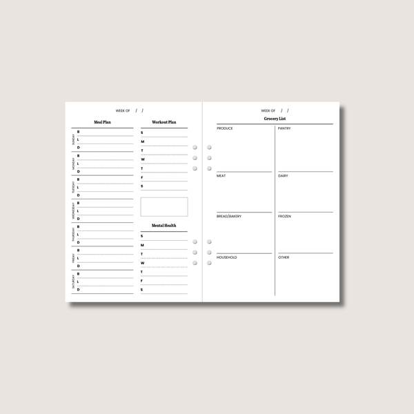 A5 Health Tracker Insert