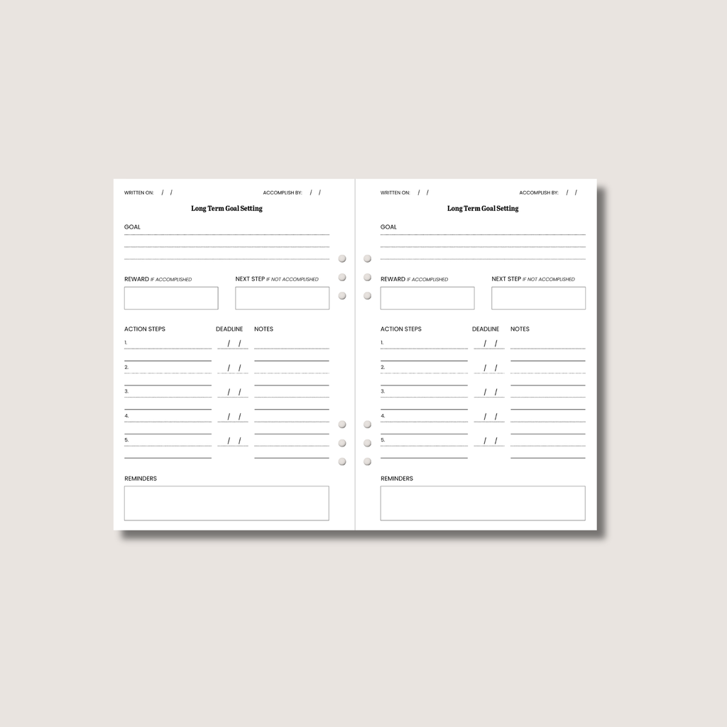 A5 Productivity Tracker Insert