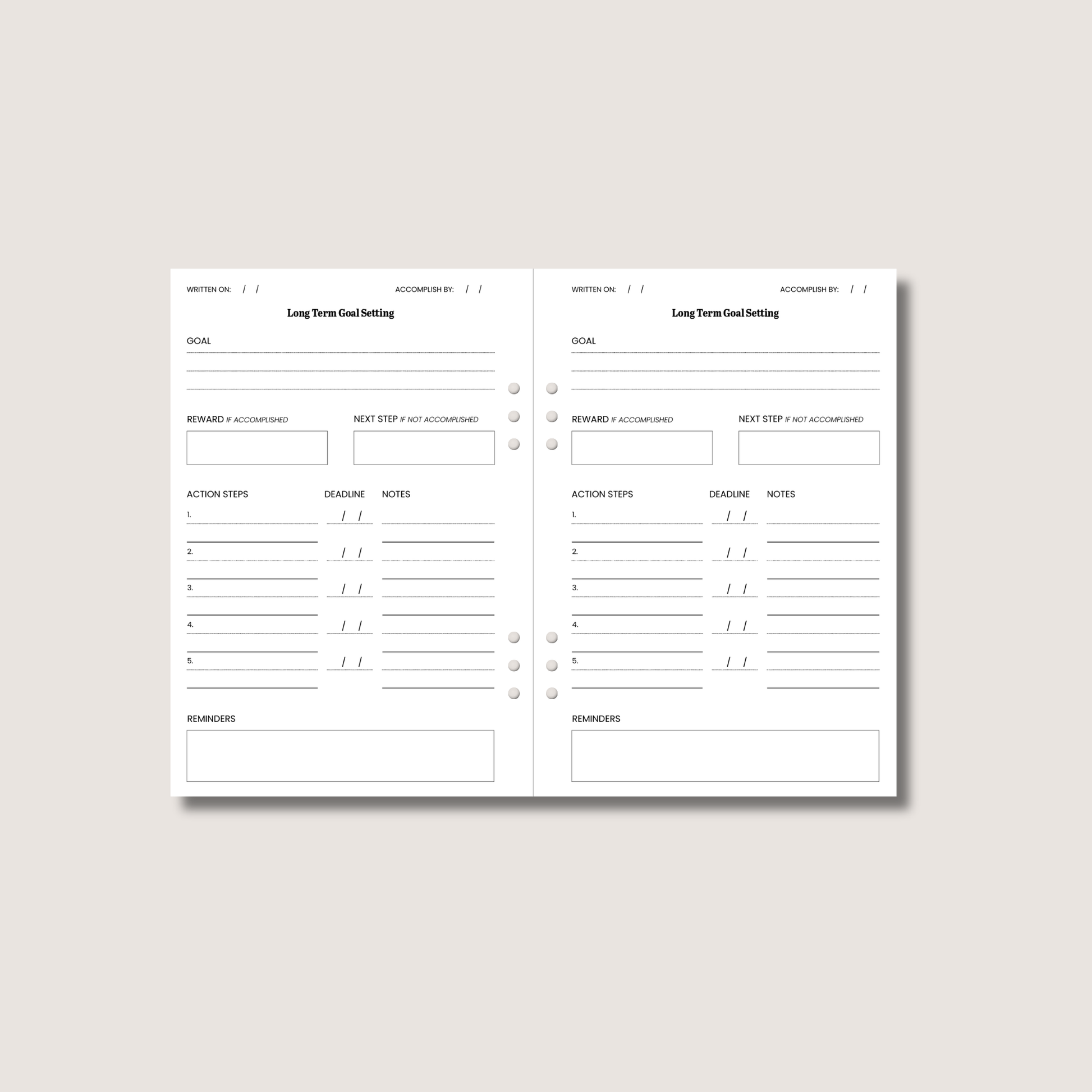 A5 Productivity Tracker Insert
