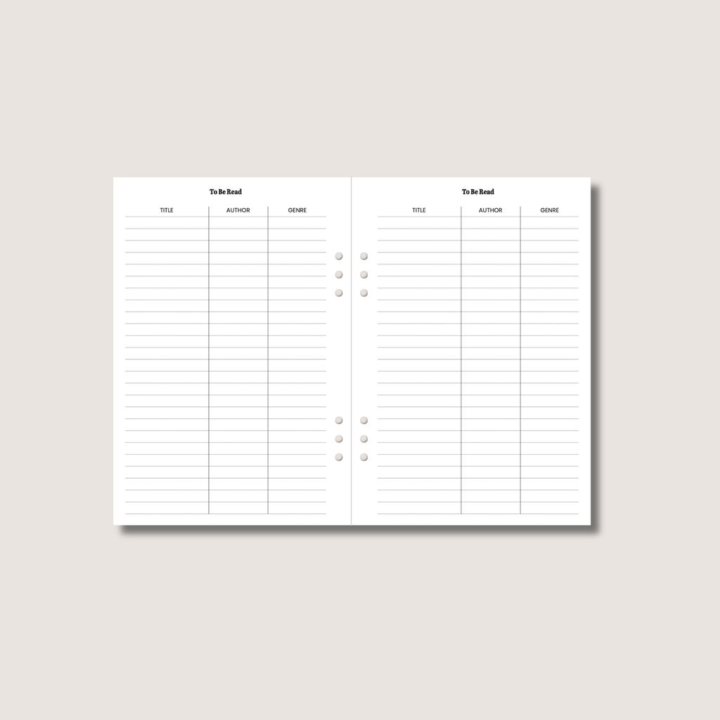 A5 Reading Log Insert