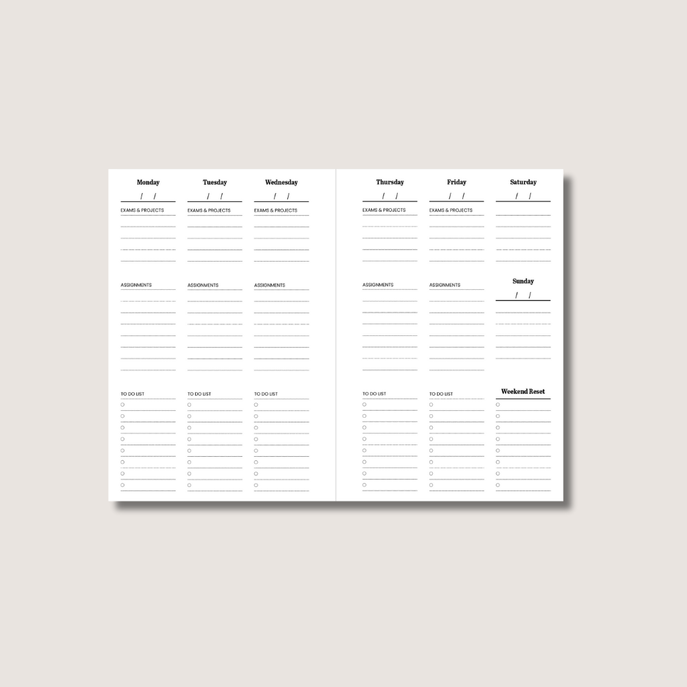 Weekly Academic Planner