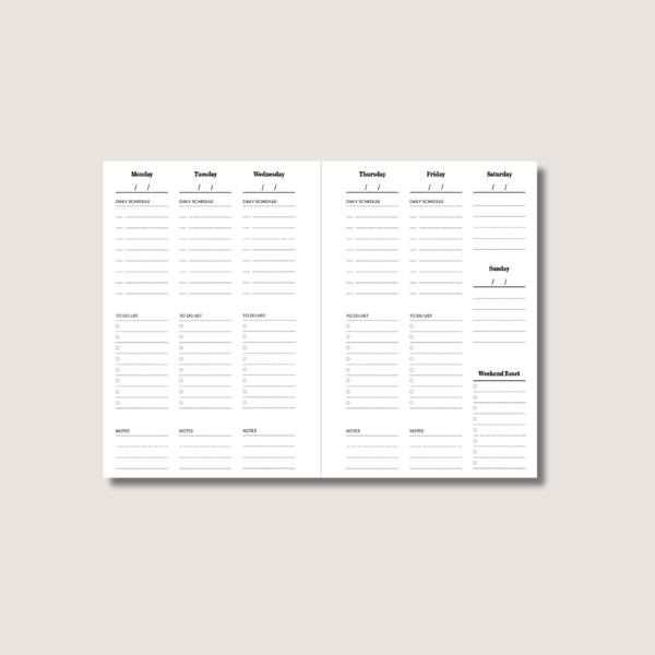 A5 Weekly Planner Insert