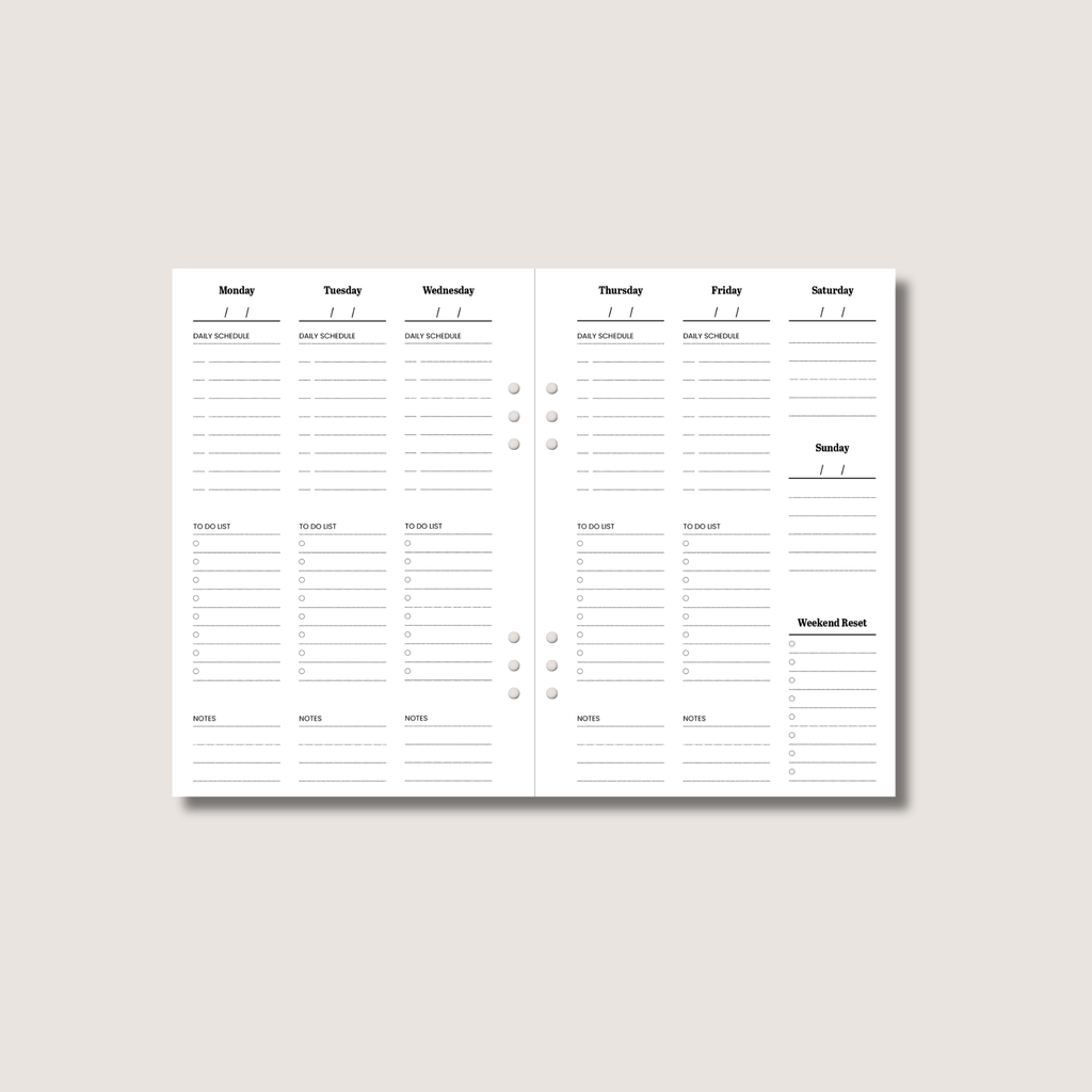A5 Weekly Planner Insert