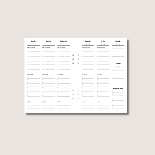 A5 Weekly Planner Insert